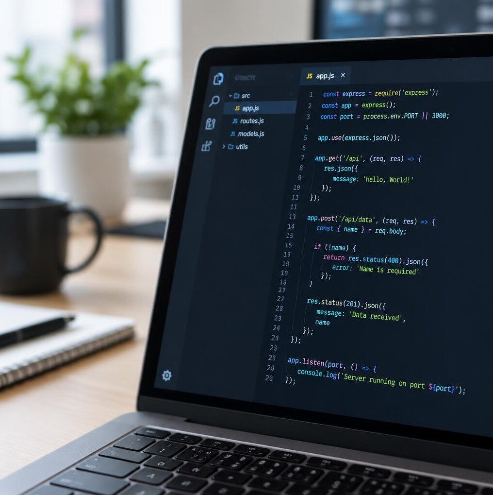 Close-up of code on a laptop screen