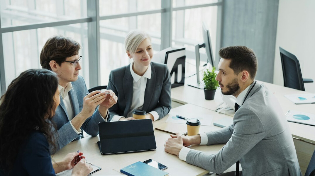 corporate team meeting in office